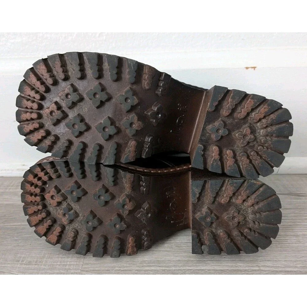 90s L.E.I. Brown Chunky Platform Buckle Shoes Grunge Women's Sz 8.5 Vintage Y2K